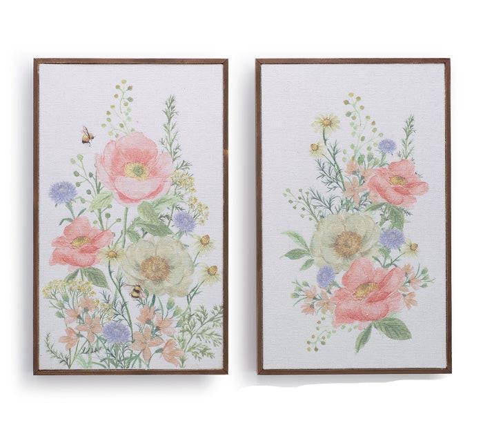 14" CANVAS FLORAL WALL ART - SET OF 2.