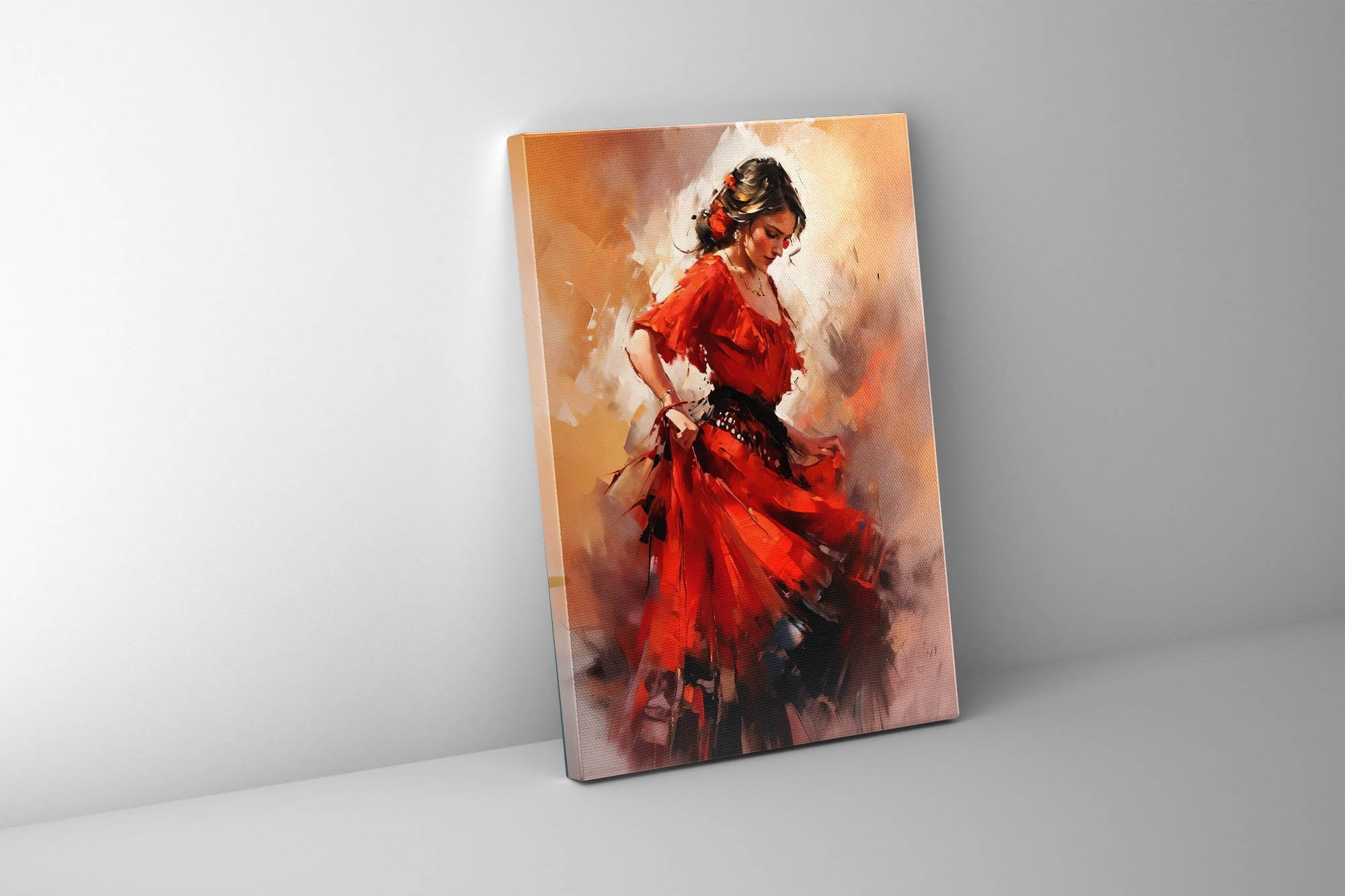 36" x 48" Fine Art Canvas. Tango in Red Dress Canvas Print.