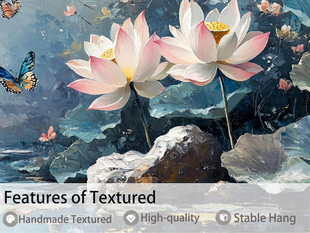 Elegant Floral Lotus Canvas Wall Art 40x20 Framed Canvas.