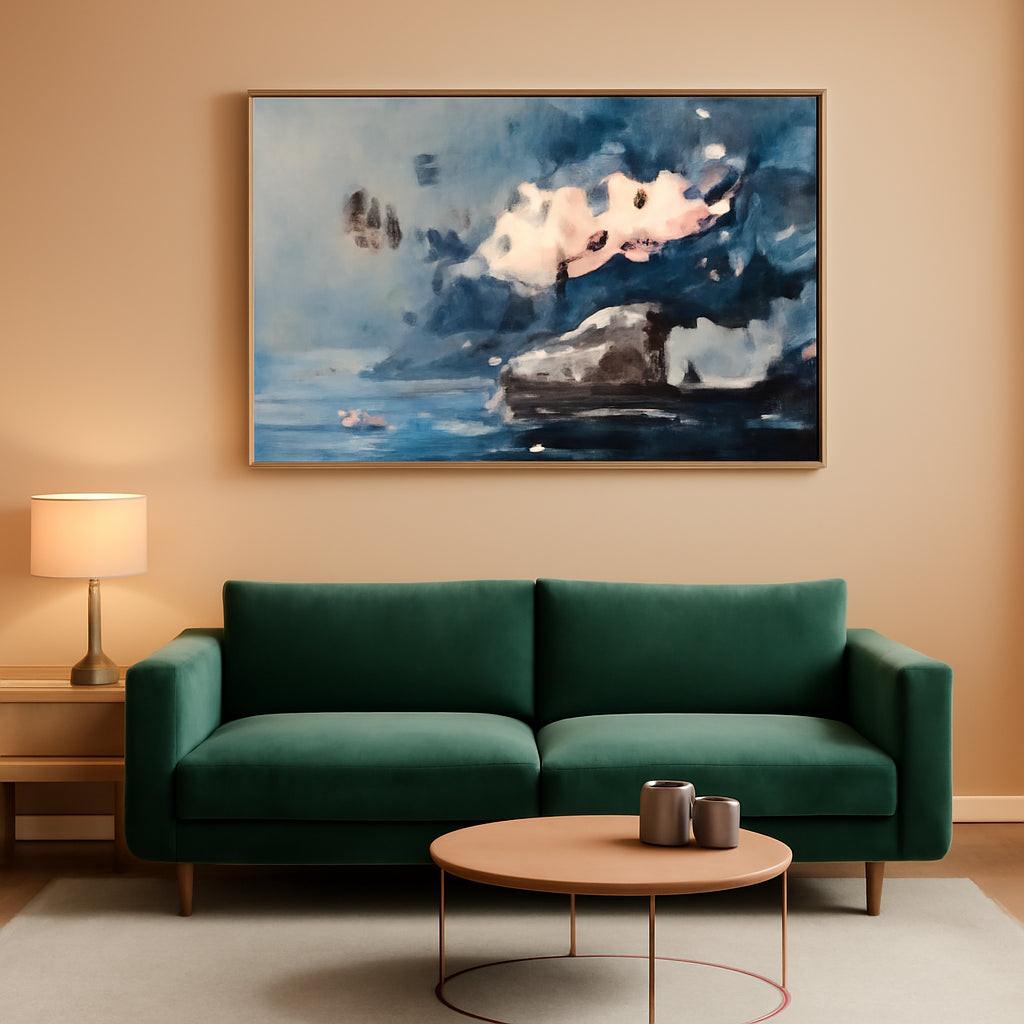 Elegant Floral Lotus Canvas Wall Art 40x20 Framed Canvas.