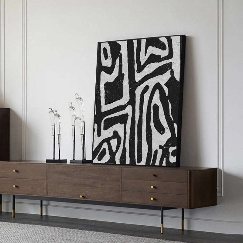 NNEDSZ Wall Art 70cmx100cm Abstract Black Artwork Black Frame Canvas.