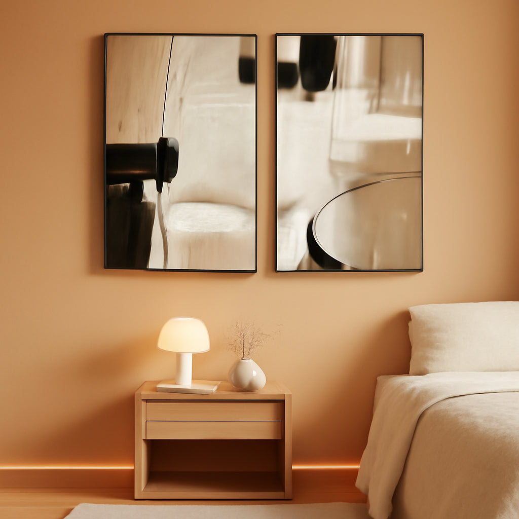 Black Brown Contemporary Abstract Canvas Wall Artwork.